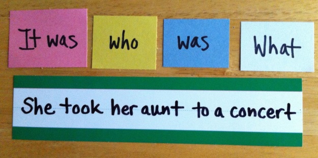 sentence strip and four additional phrases